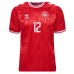 Camisa de Futebol Dinamarca Kasper Dolberg #12 Equipamento Principal Europeu 2024 Manga Curta